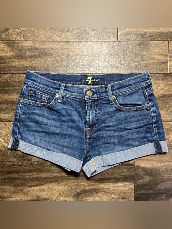 7 For All Mankind Pants - 7 For All Mankind Womens Cuffed Denim Shorts Size 27 Dark Wash AU503644A EUC